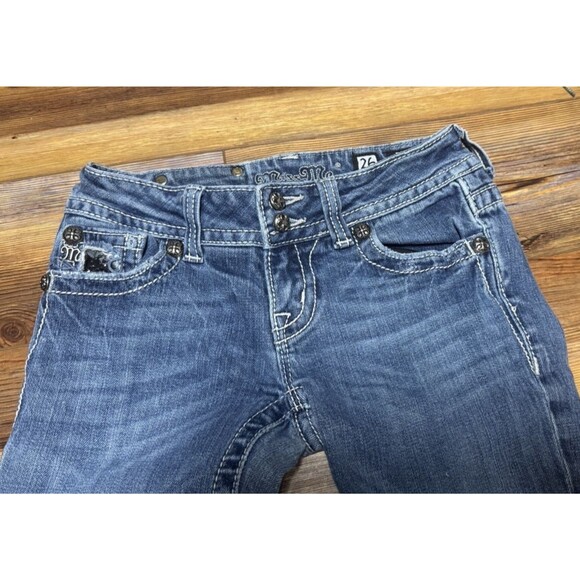 Miss Me Jeans Womens 26 Blue Denim Skinny Embellished Pockets JP50025K-2 - Picture 2 of 6